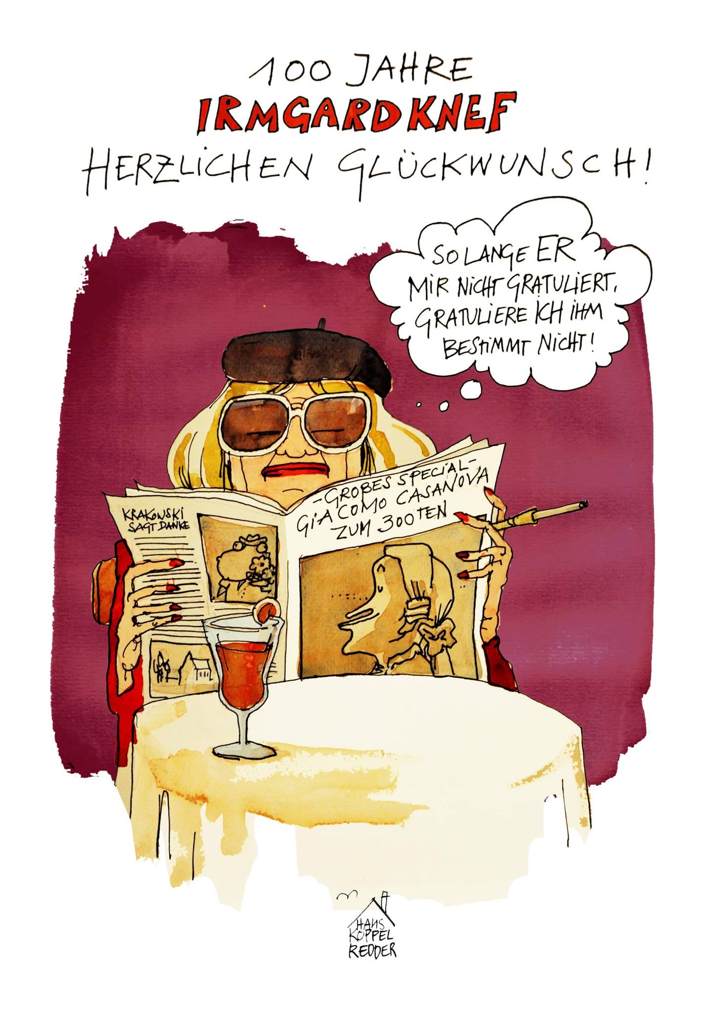 Irmgard Knef wird 100, Hans Koppelredder gratuliert - marionwaechter.de